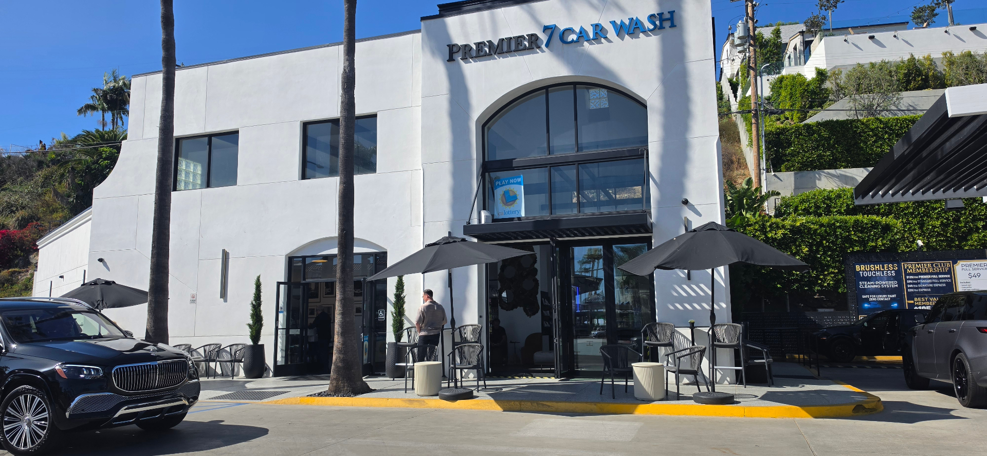 Premier 7 Car Wash storefront on Pacific Coast Highway in Newport Beach